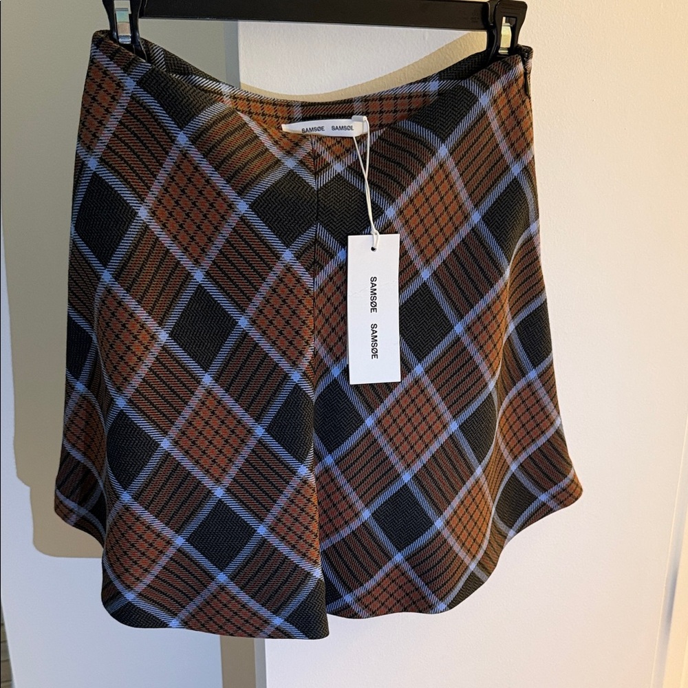 SAMSOE Women's Plaid Mini Skirt - Black, Brown, Green and Blue